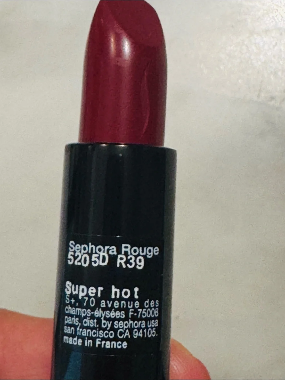 Sephora Rouge Lipstick R39 “Super Hot” in Deep Berry Red